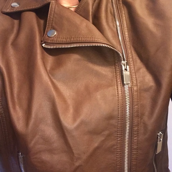 Brown Faux Leather Jacket - Picture 5 of 7